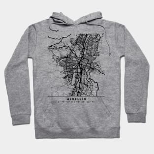 MEDELLIN COLOMBIA BLACK CITY STREET MAP ART Hoodie